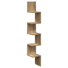 Hoekwandschap 20x20x127,5 cm bewerkt hout artisanaal eiken
