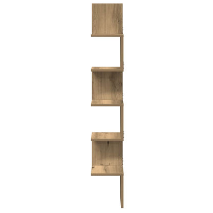 Hoekwandschap 20x20x127,5 cm bewerkt hout artisanaal eiken