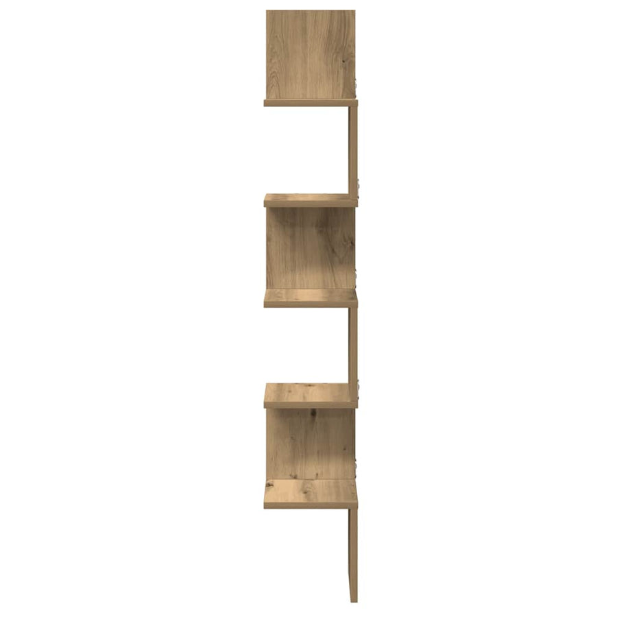 Hoekwandschap 20x20x127,5 cm bewerkt hout artisanaal eiken