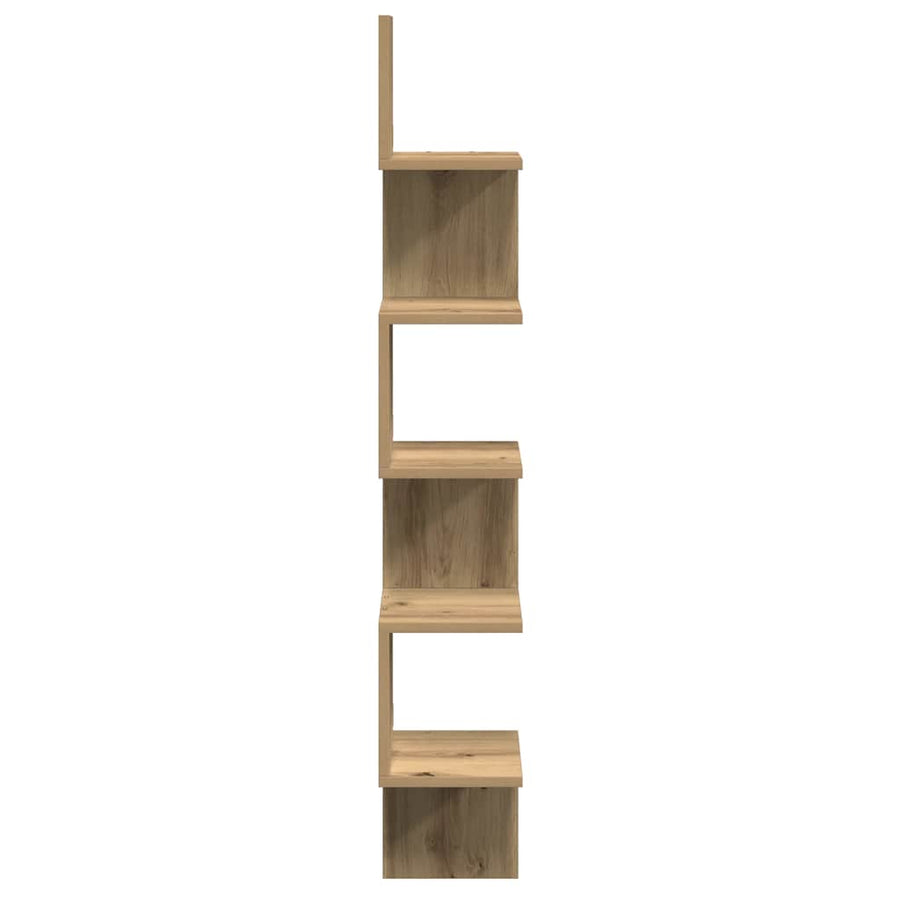 Hoekwandschap 20x20x127,5 cm bewerkt hout artisanaal eiken