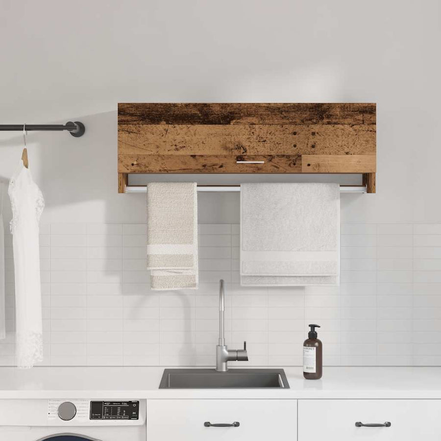 Kledingkast 100x32,5x35 cm bewerkt hout oud houtkleurig