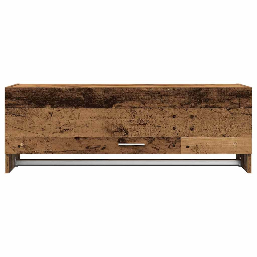 Kledingkast 100x32,5x35 cm bewerkt hout oud houtkleurig