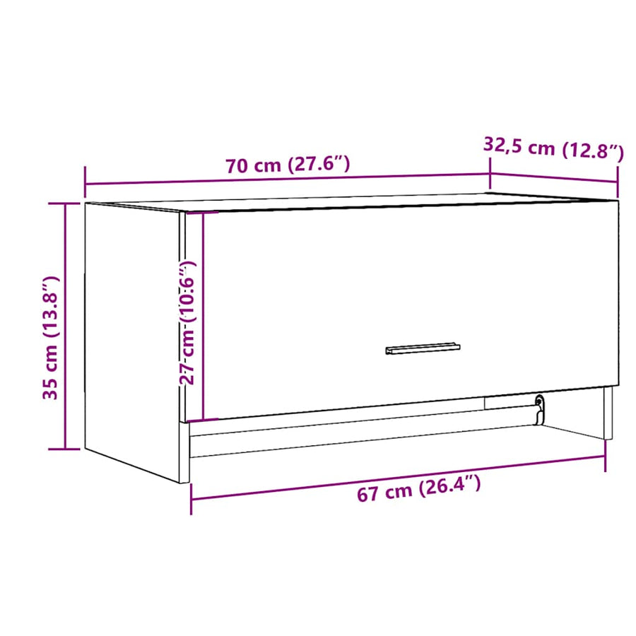 Kledingkast 70x32,5x35 cm bewerkt hout oud houtkleurig