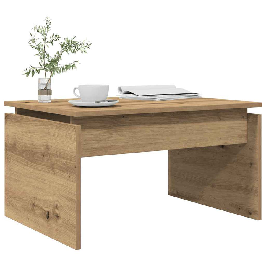 Salontafel 68x50x38 cm bewerkt hout artisanaal eikenkleur