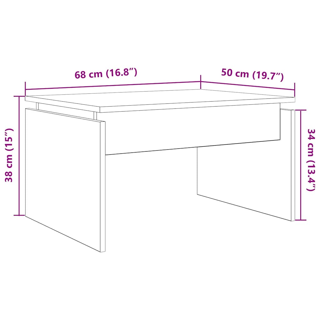 Salontafel 68x50x38 cm bewerkt hout artisanaal eikenkleur