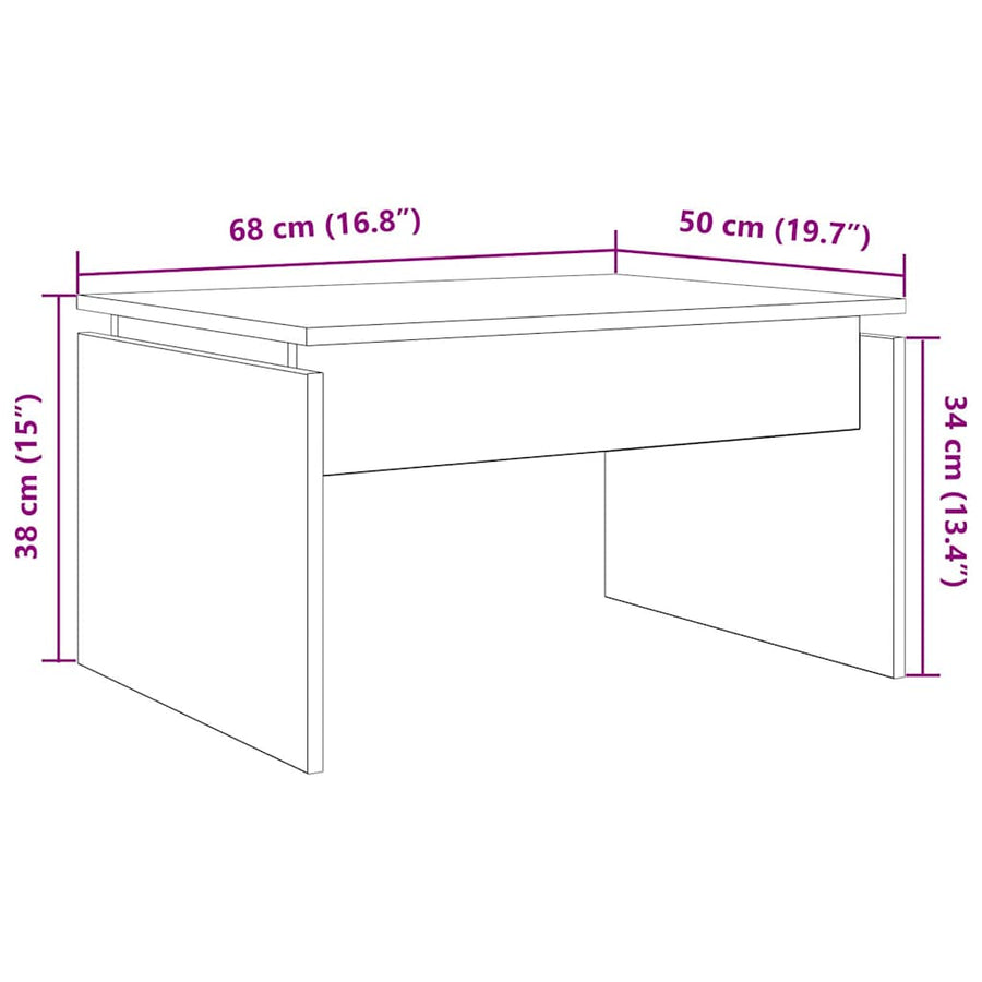 Salontafel 68x50x38 cm bewerkt hout artisanaal eikenkleur