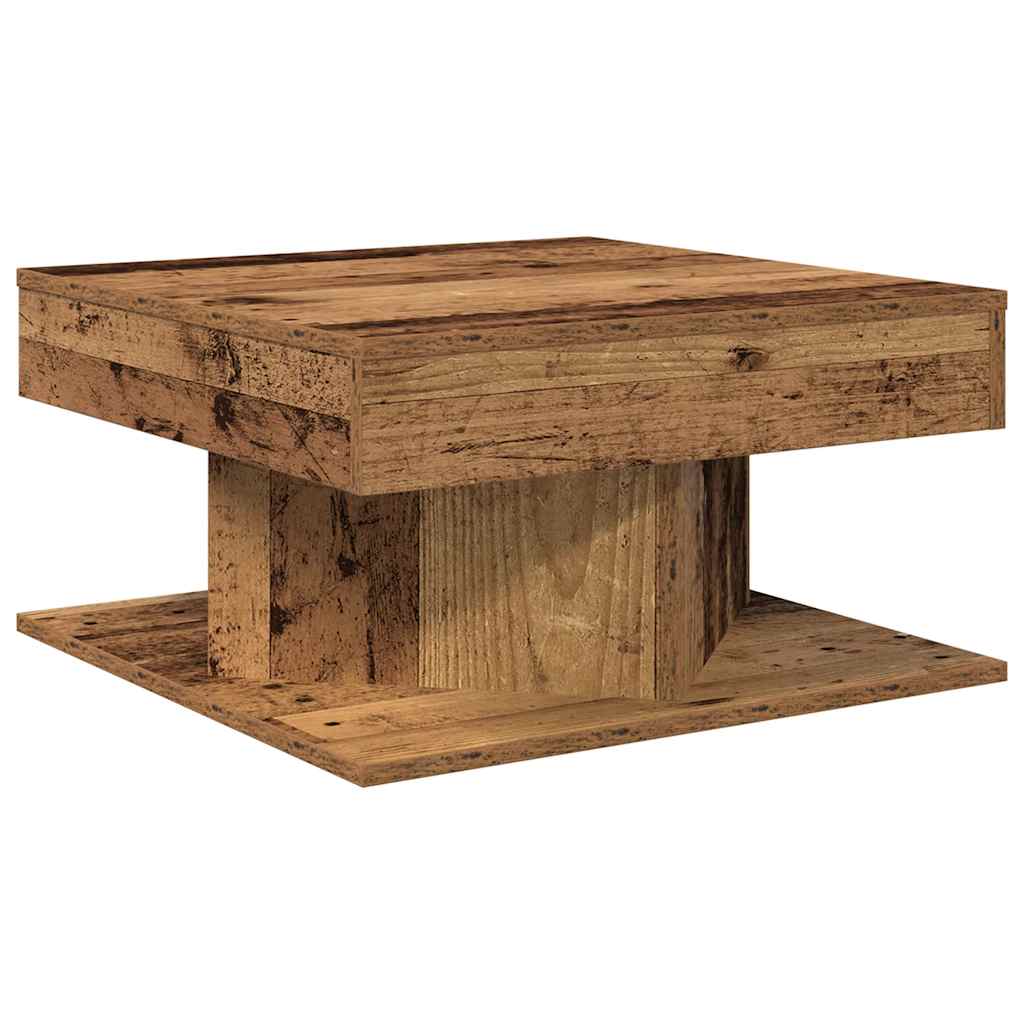 Salontafel 55x55x30 cm bewerkt hout oud houtkleurig