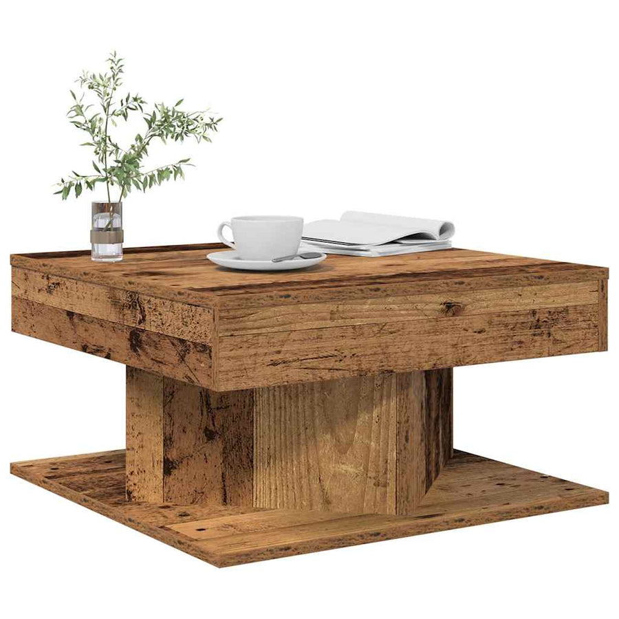 Salontafel 55x55x30 cm bewerkt hout oud houtkleurig