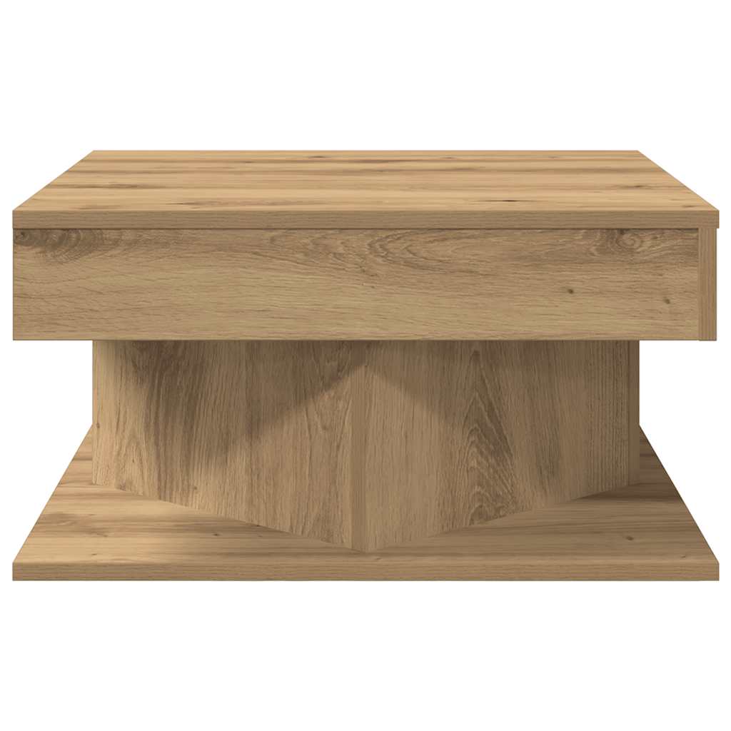 Salontafel 55x55x30 cm bewerkt hout artisanaal eikenkleurig