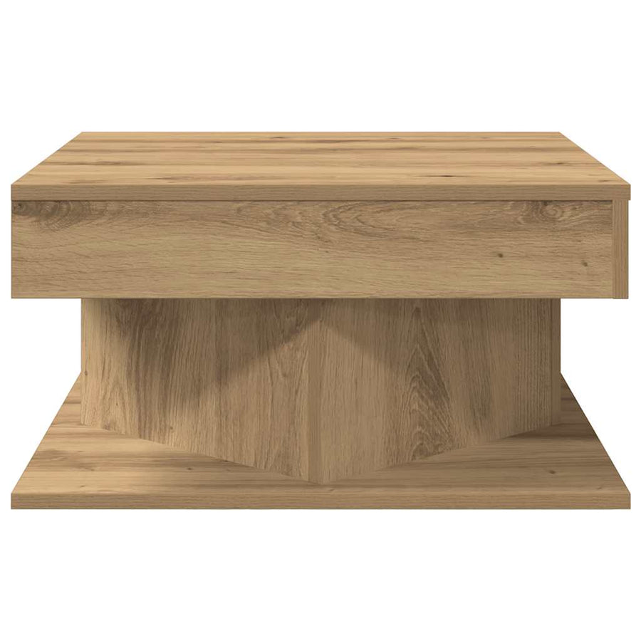 Salontafel 55x55x30 cm bewerkt hout artisanaal eikenkleurig