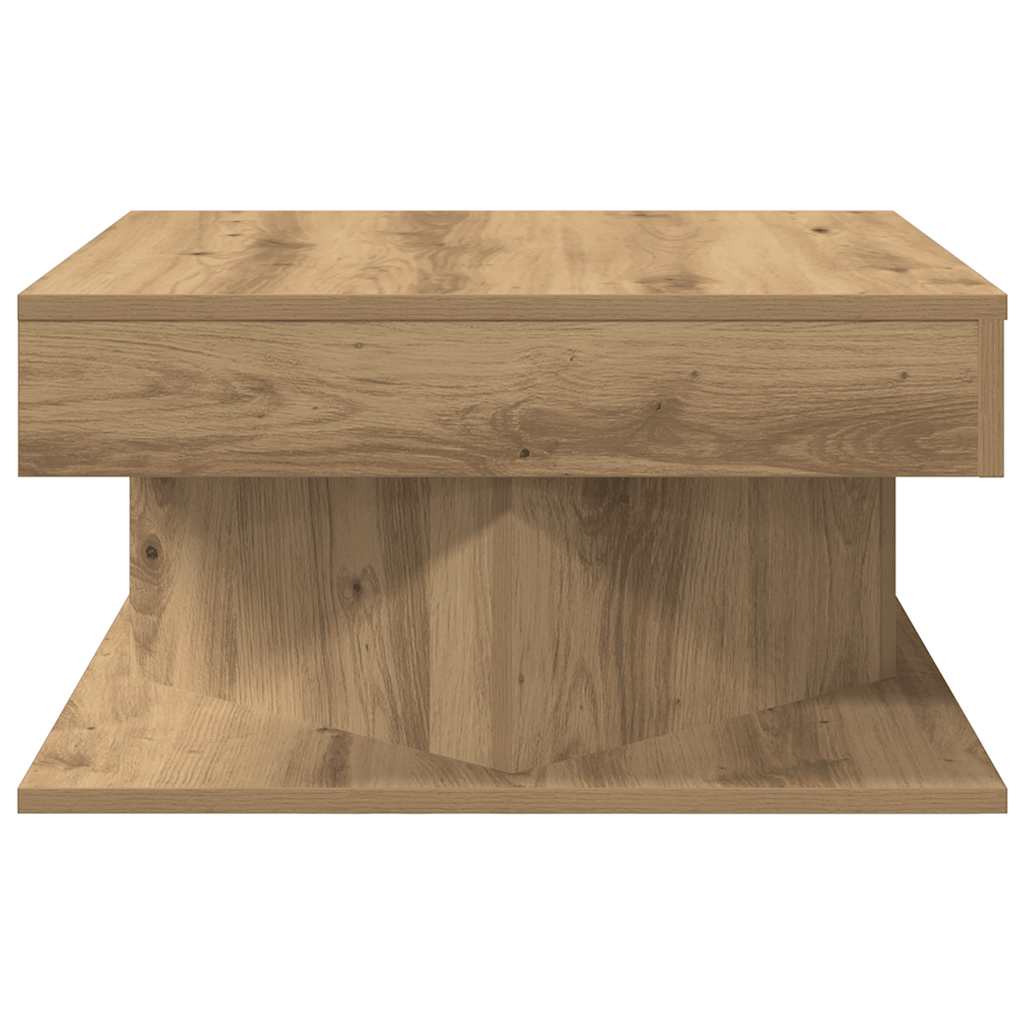 Salontafel 55x55x30 cm bewerkt hout artisanaal eikenkleurig