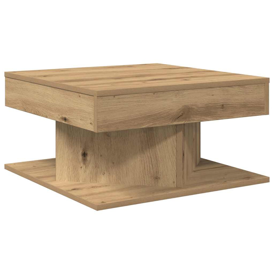 Salontafel 55x55x30 cm bewerkt hout artisanaal eikenkleurig
