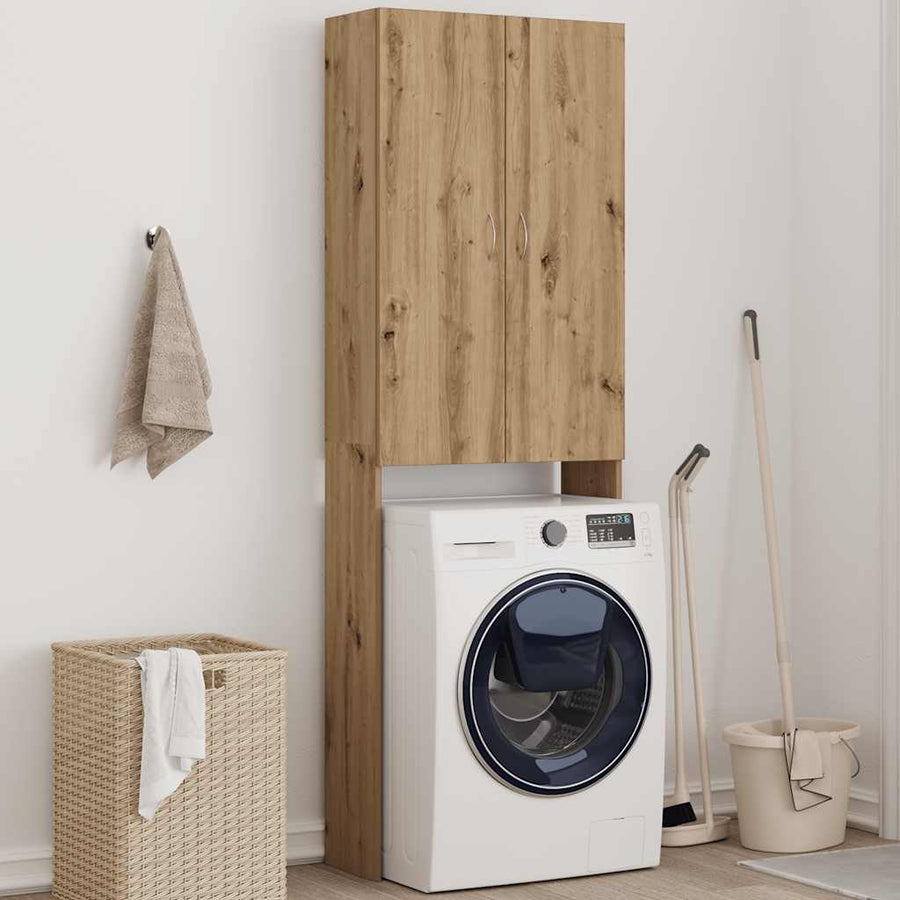 Wasmachinekast 64x25,5x190 cm artisanaal eikenkleur