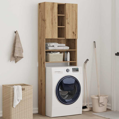 Wasmachinekast 64x25,5x190 cm artisanaal eikenkleur