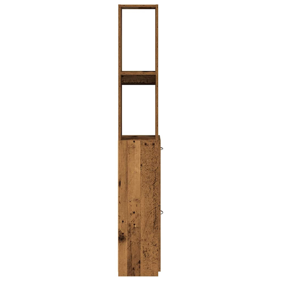 Badkamerkast 25x25x170 cm bewerkt hout oud houtkleurig