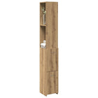 Badkamerkast 25x25x170 cm bewerkt hout eikenkleurig