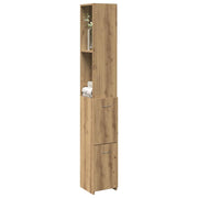 Badkamerkast 25x25x170 cm bewerkt hout eikenkleurig