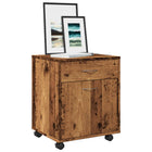 Opbergkast verrijdbaar 45x38x54 cm bewerkt hout oud houtkleurig