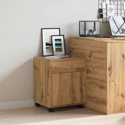 Rolkast 45x38x54 cm bewerkt hout artisanaal eikenkleur