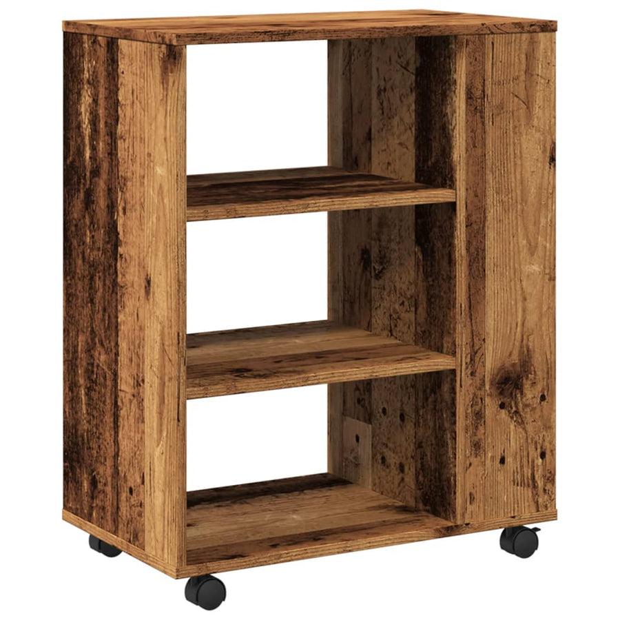 Rolkast 60x35x75 cm bewerkt hout oud houtkleurig