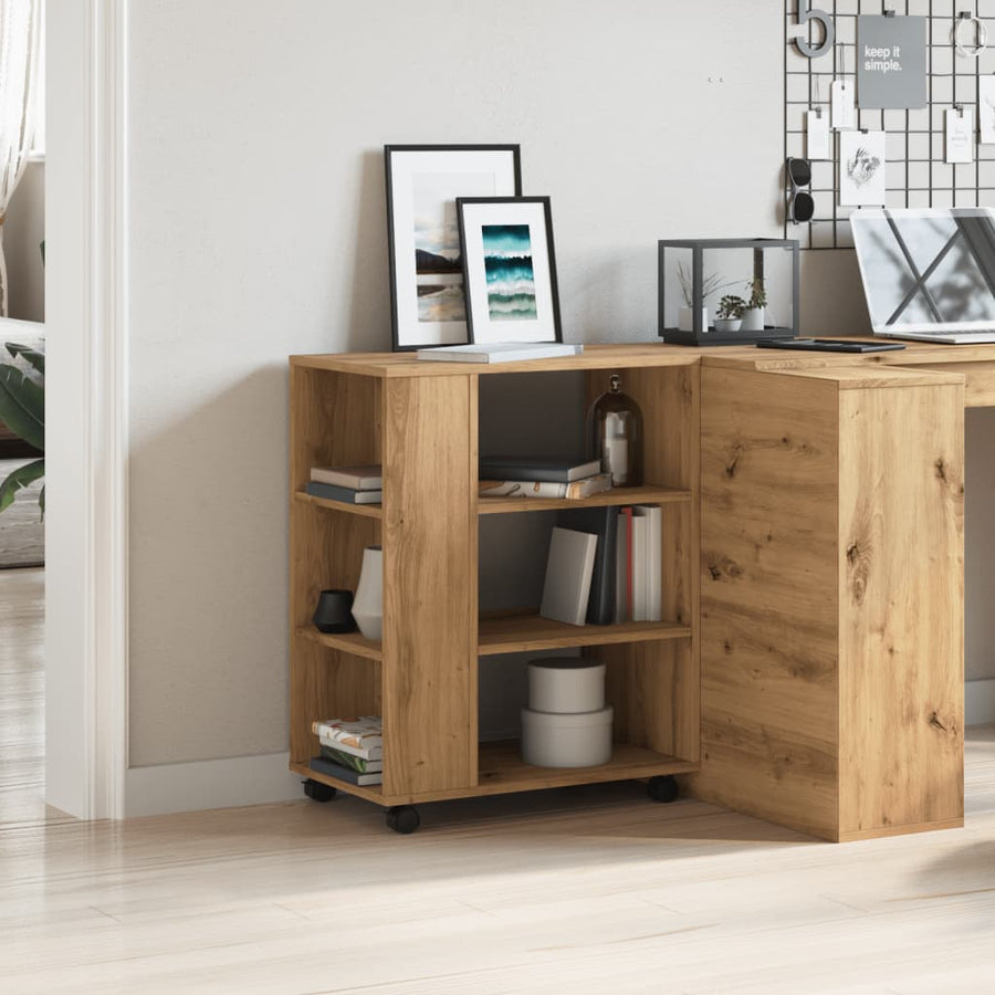 Rolkast 60x35x75 cm bewerkt hout artisanaal eikenkleurig