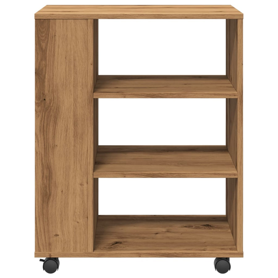 Rolkast 60x35x75 cm bewerkt hout artisanaal eikenkleurig