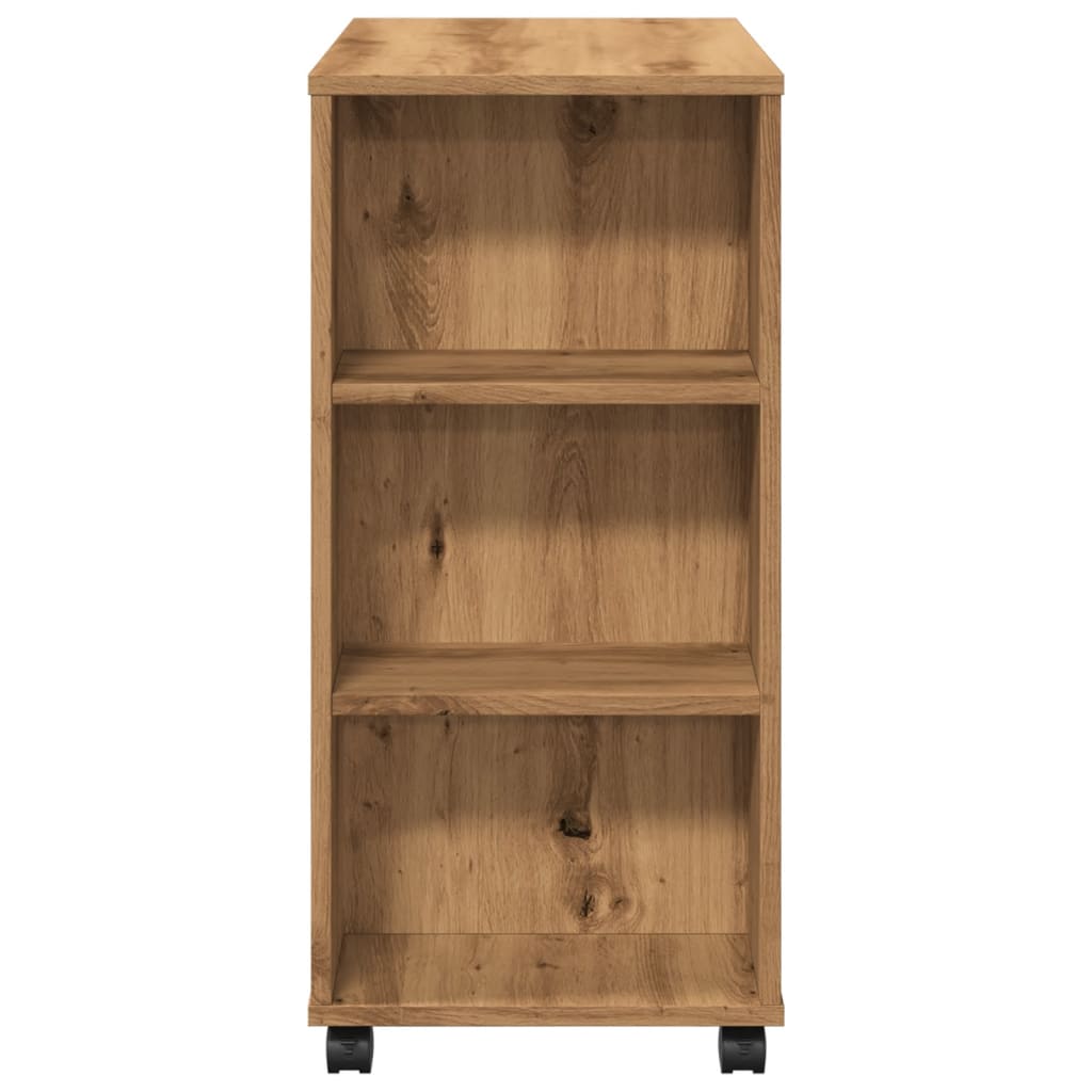 Rolkast 60x35x75 cm bewerkt hout artisanaal eikenkleurig
