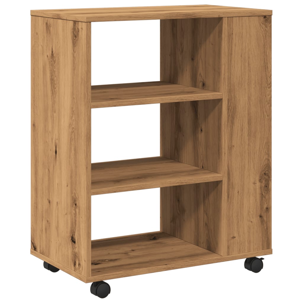 Rolkast 60x35x75 cm bewerkt hout artisanaal eikenkleurig