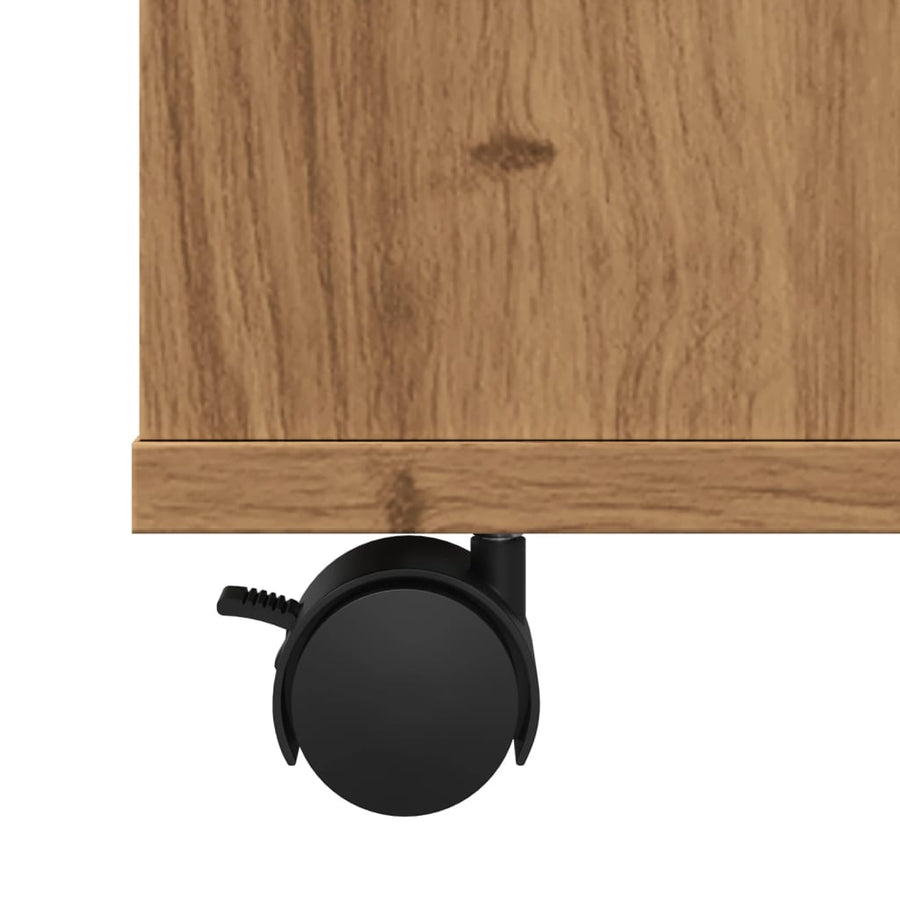Rolkast 60x35x75 cm bewerkt hout artisanaal eikenkleurig