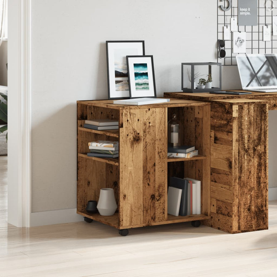 Rolkast 60x53x72 cm bewerkt hout oud houtkleurig