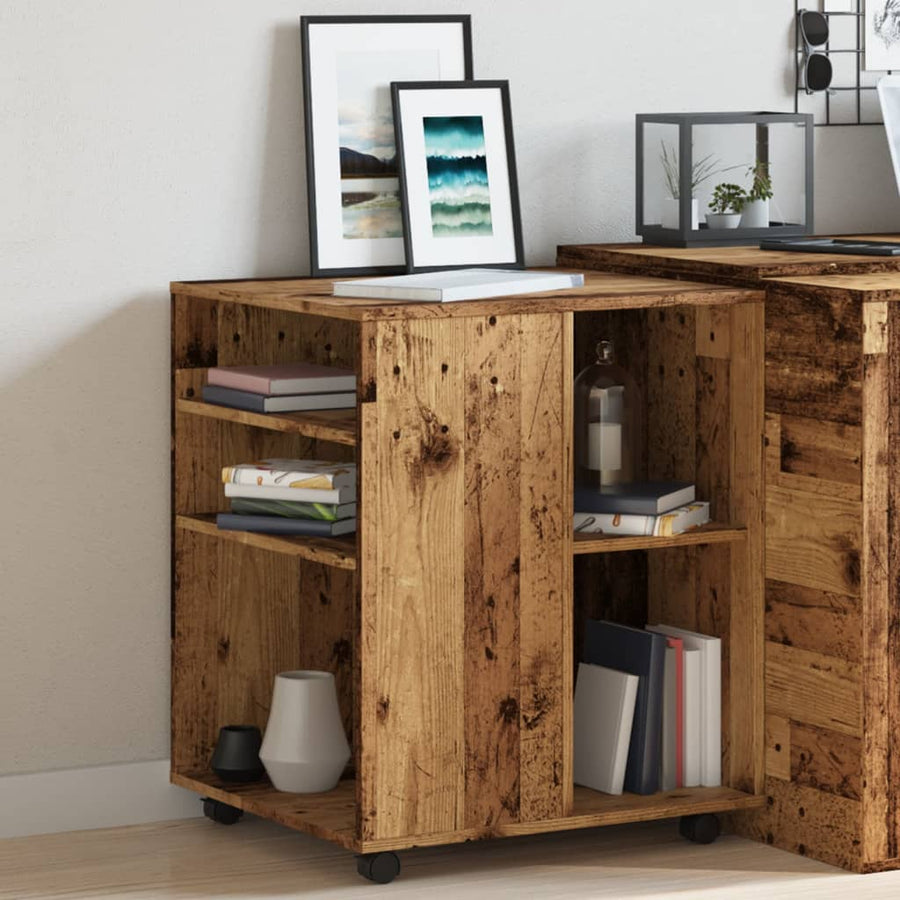 Rolkast 60x53x72 cm bewerkt hout oud houtkleurig