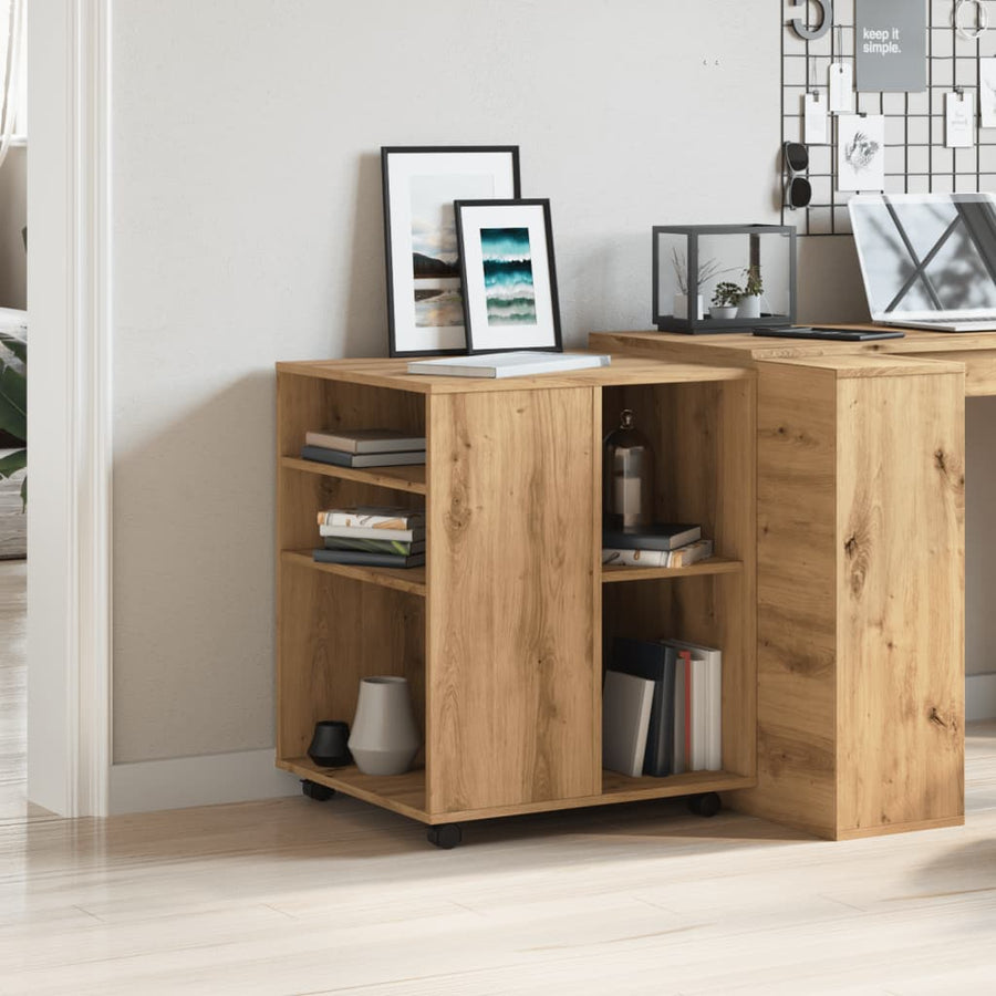 Rolkast 60x53x72 cm bewerkt hout artisanaal eikenkleurig