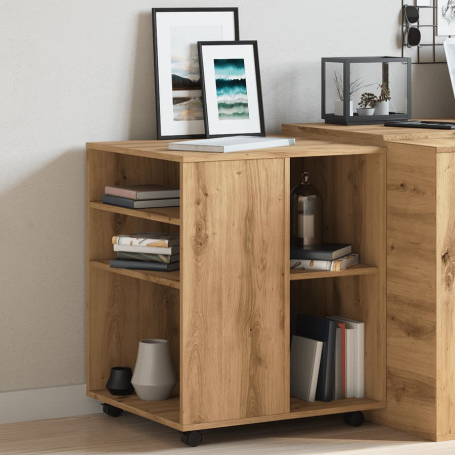 Rolkast 60x53x72 cm bewerkt hout artisanaal eikenkleurig