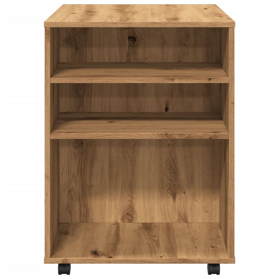 Rolkast 60x53x72 cm bewerkt hout artisanaal eikenkleurig