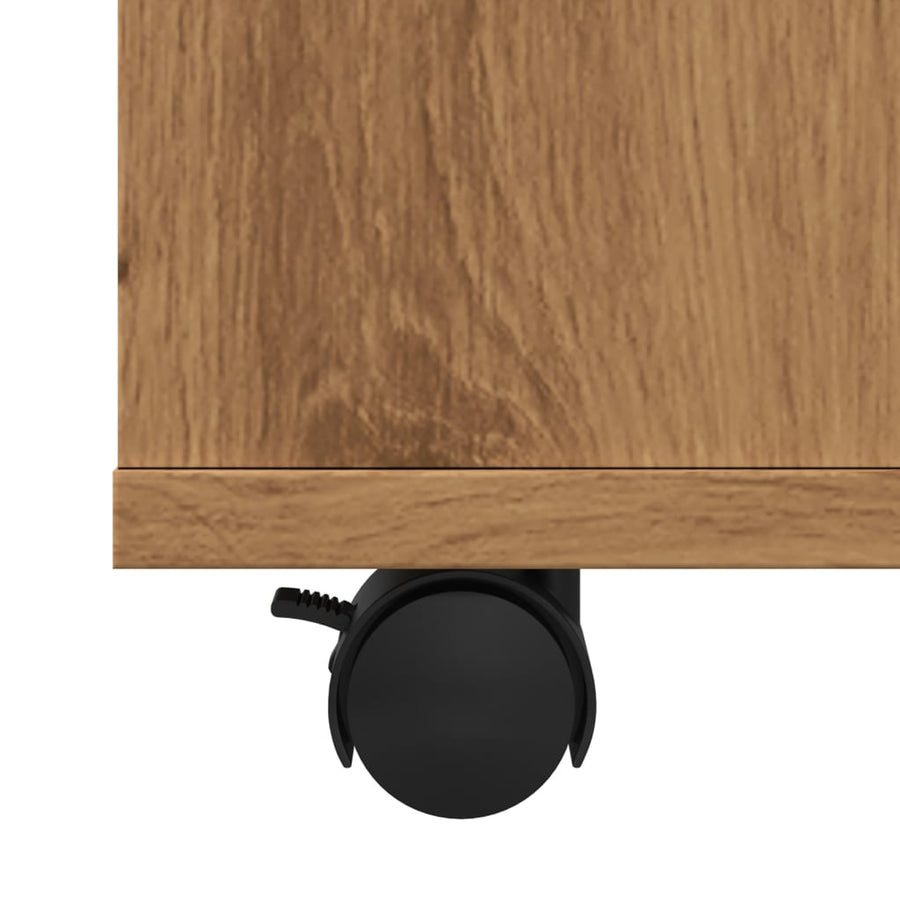Rolkast 60x53x72 cm bewerkt hout artisanaal eikenkleurig