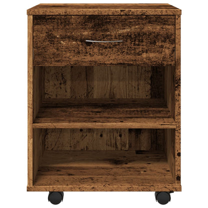 Rolkast 46x36x59 cm bewerkt hout oud houtkleurig