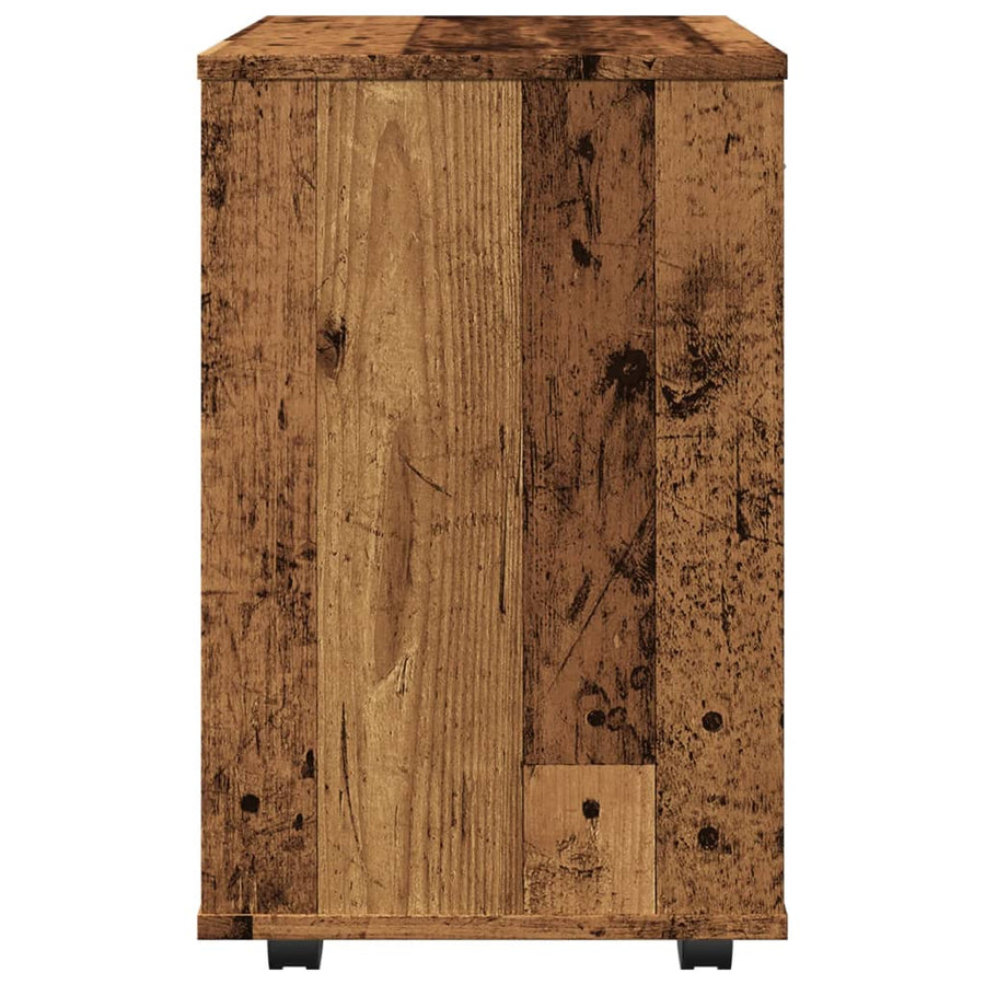 Rolkast 46x36x59 cm bewerkt hout oud houtkleurig