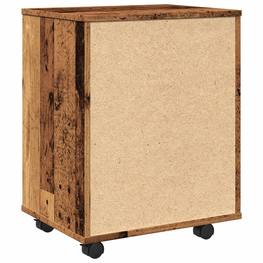 Rolkast 46x36x59 cm bewerkt hout oud houtkleurig