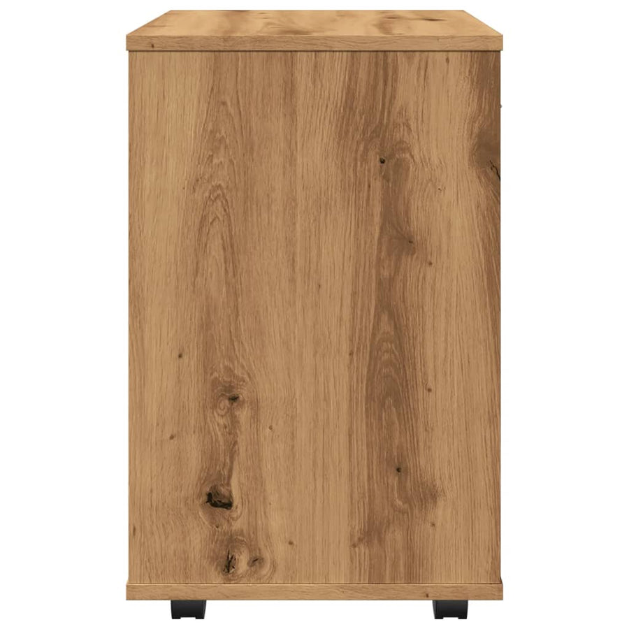 Rolkast 46x36x59 cm bewerkt hout artisanaal eikenkleurig