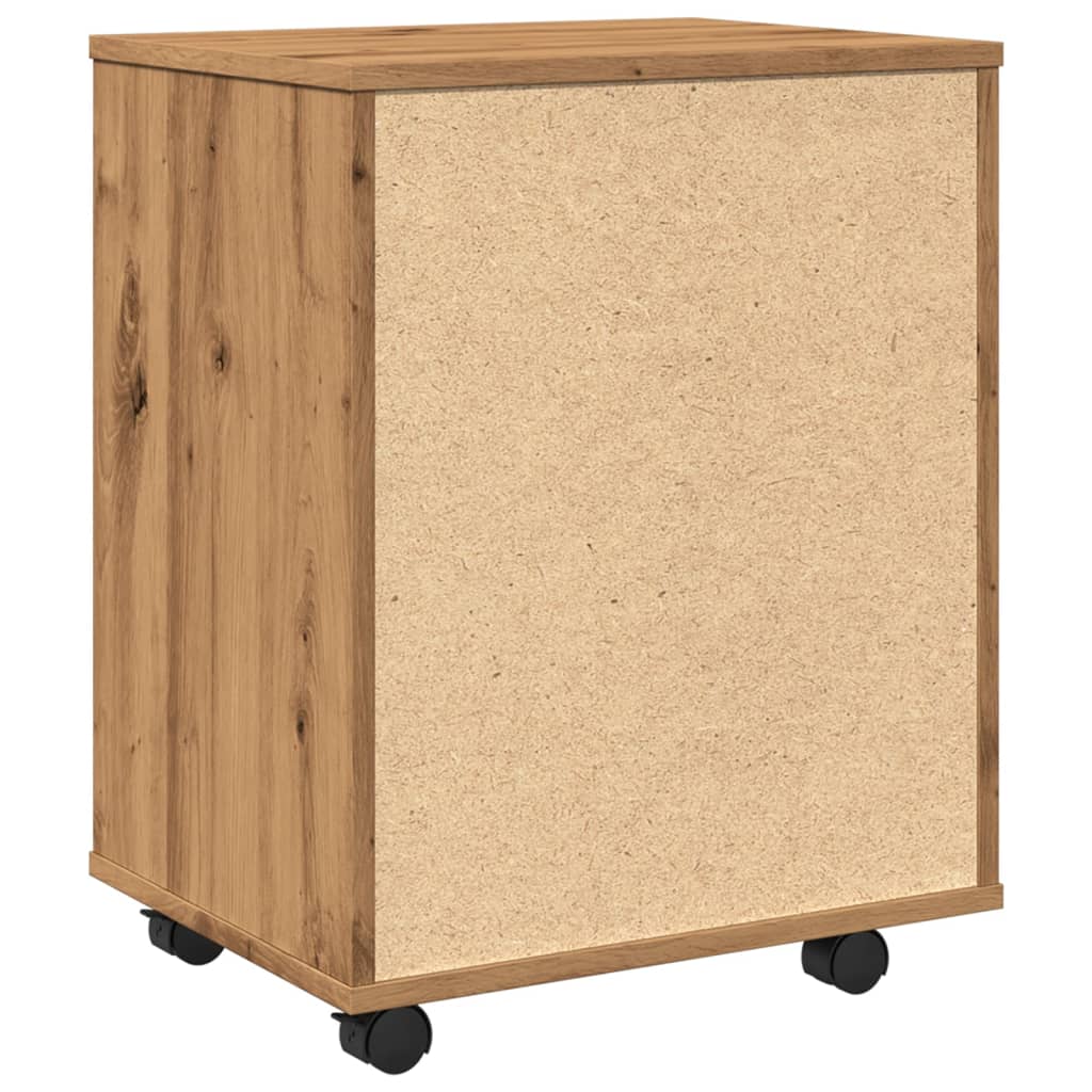 Rolkast 46x36x59 cm bewerkt hout artisanaal eikenkleurig