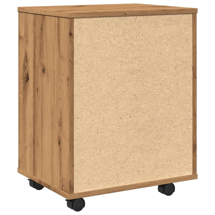 Rolkast 46x36x59 cm bewerkt hout artisanaal eikenkleurig