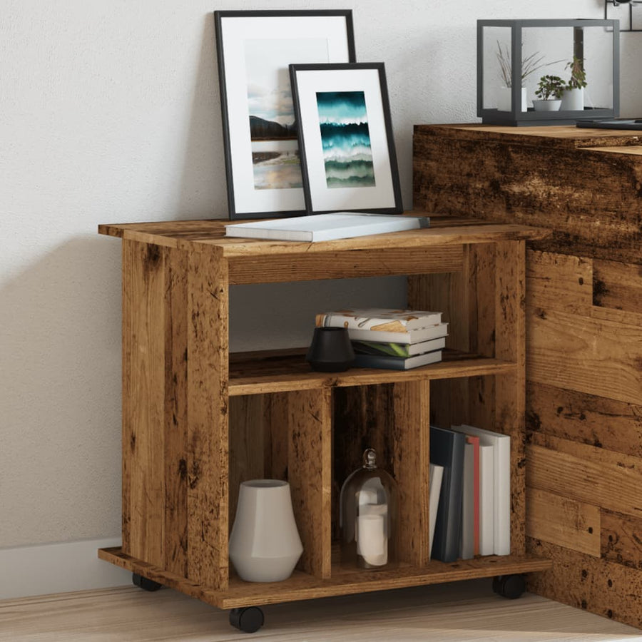 Rolkast 60x45x60 cm bewerkt hout oud houtkleurig