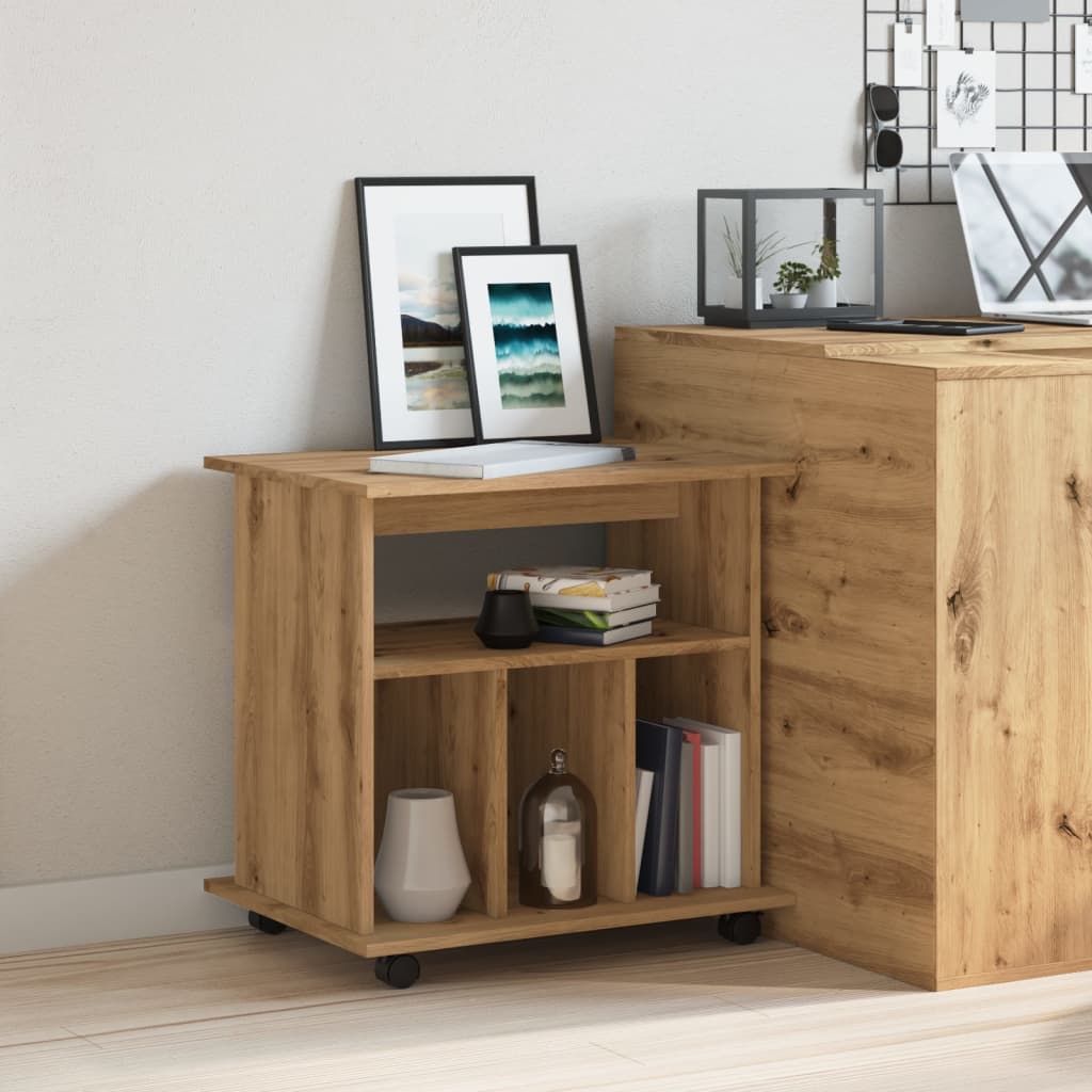 Rolkast 60x45x60 cm bewerkt hout artisanaal eikenkleurig
