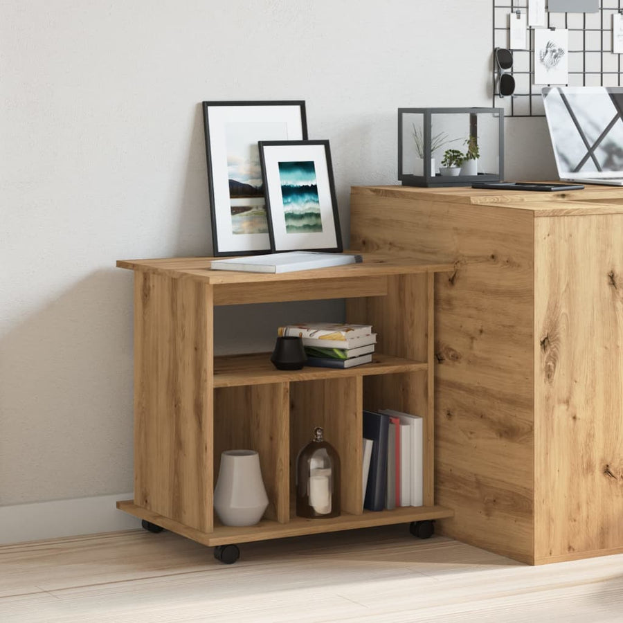 Rolkast 60x45x60 cm bewerkt hout artisanaal eikenkleurig