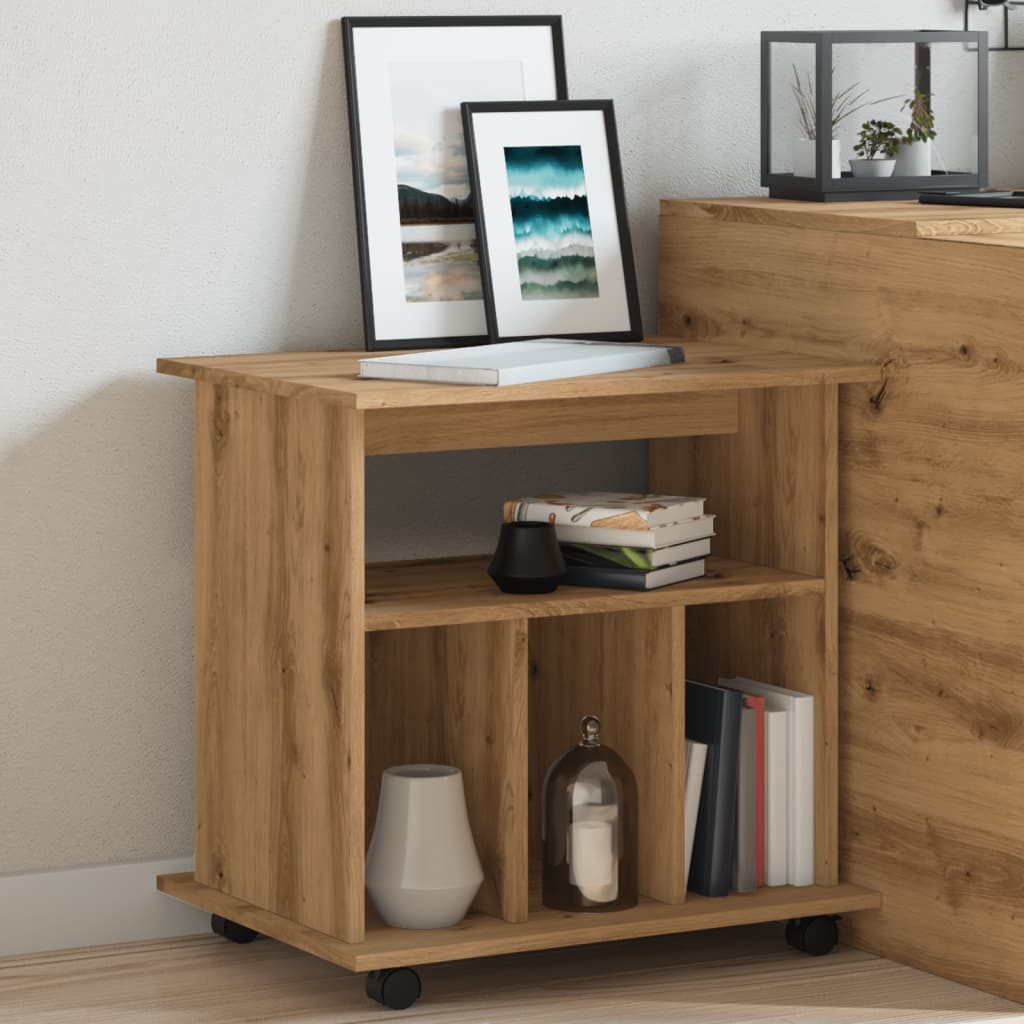 Rolkast 60x45x60 cm bewerkt hout artisanaal eikenkleurig