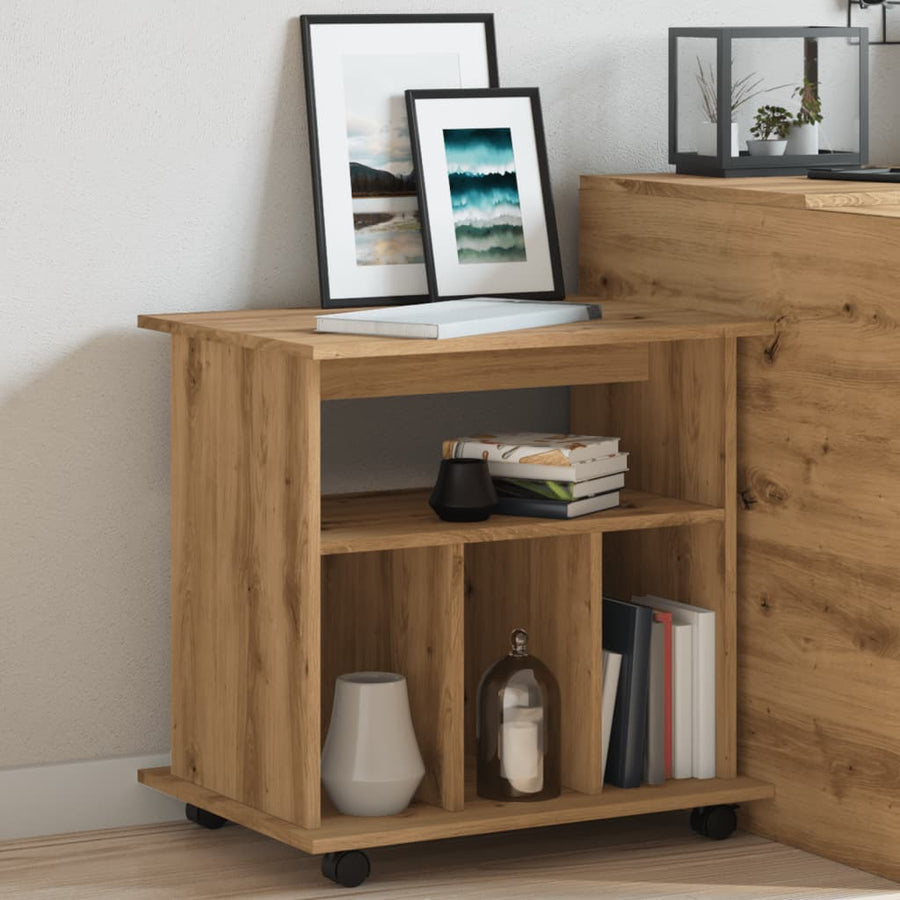 Rolkast 60x45x60 cm bewerkt hout artisanaal eikenkleurig