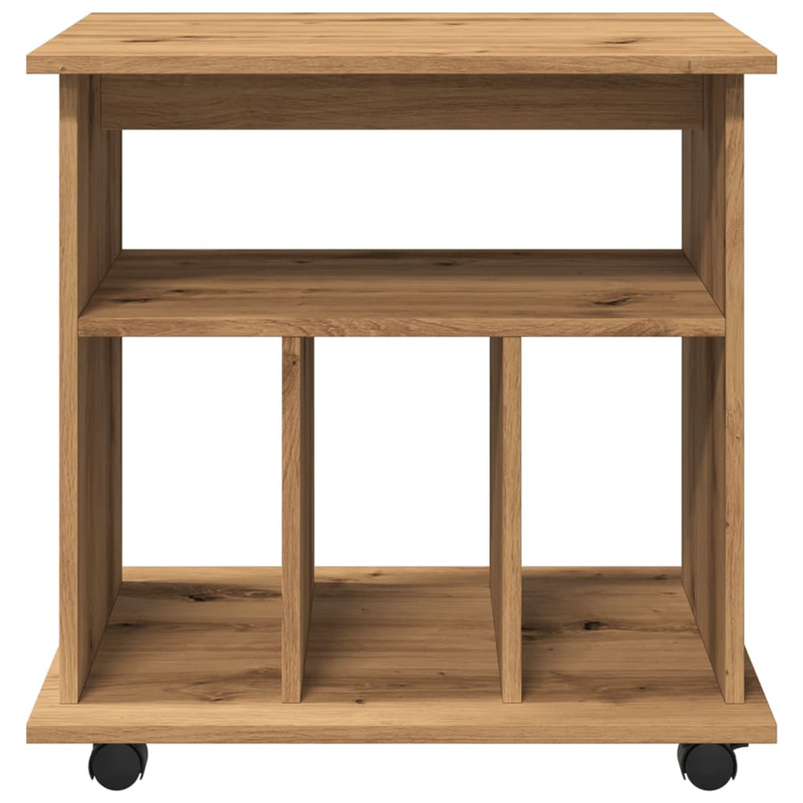 Rolkast 60x45x60 cm bewerkt hout artisanaal eikenkleurig