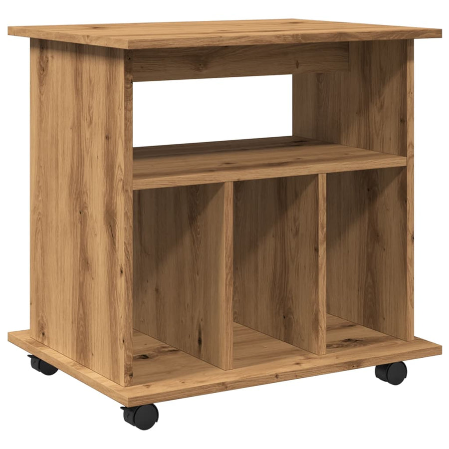 Rolkast 60x45x60 cm bewerkt hout artisanaal eikenkleurig