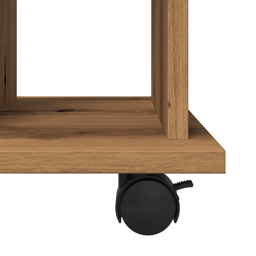 Rolkast 60x45x60 cm bewerkt hout artisanaal eikenkleurig