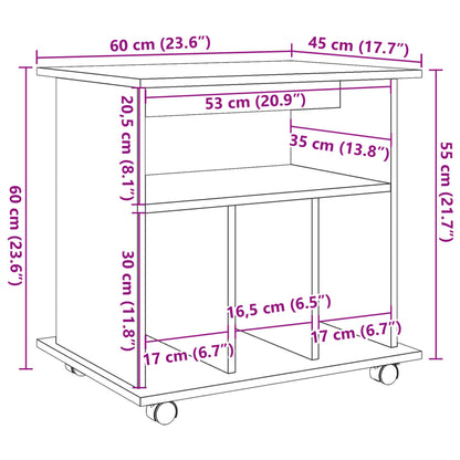 Rolkast 60x45x60 cm bewerkt hout artisanaal eikenkleurig